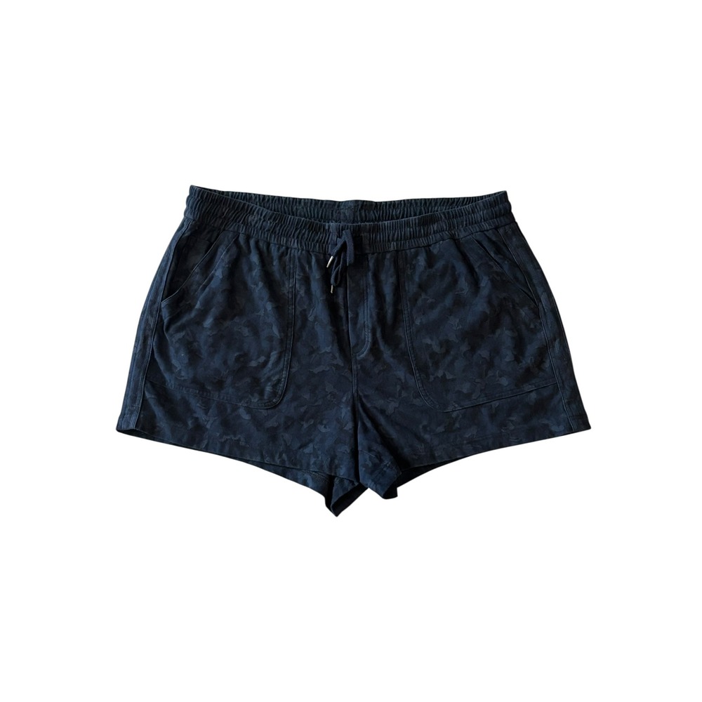 Athleta Camo Farallon Shorts Black Tonal Camouflage Plus Size 22 Cotton Spandex